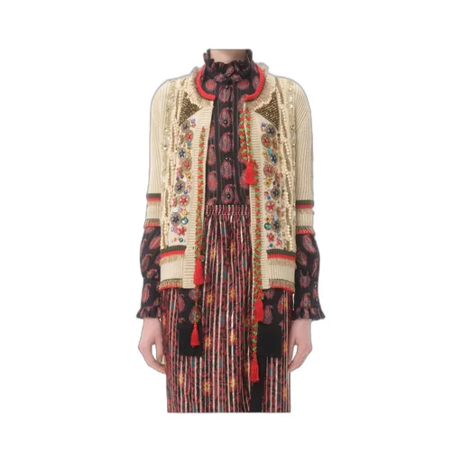 Embroidered Wool Cardigan