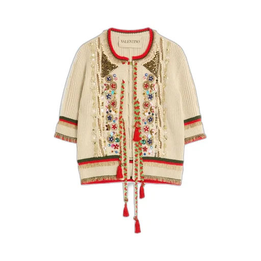 Embroidered Wool Cardigan