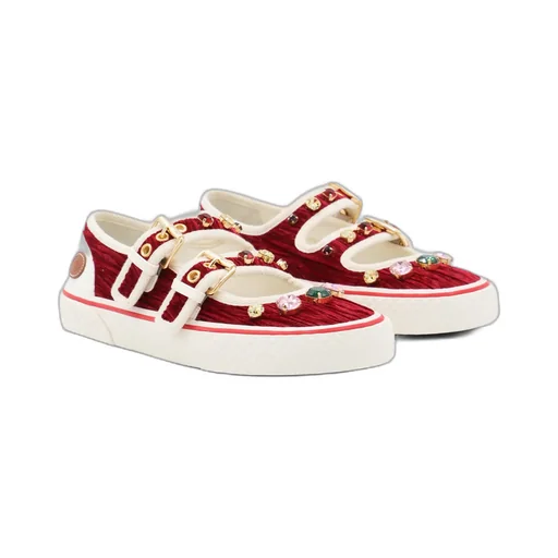 Embellished Double-Buckled Sneakers