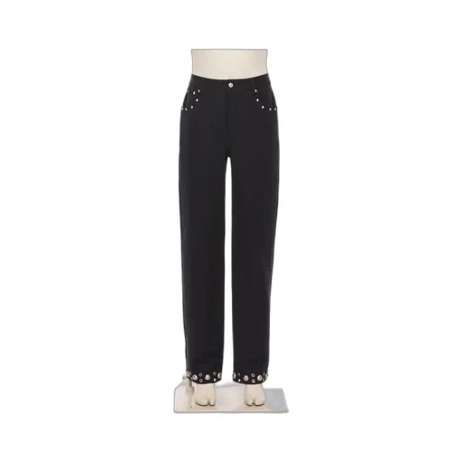 Eyelet Detailed Straight Leg Trousers
