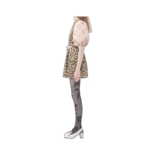 Leopard Printed Puff-Sleeved Mini Dress