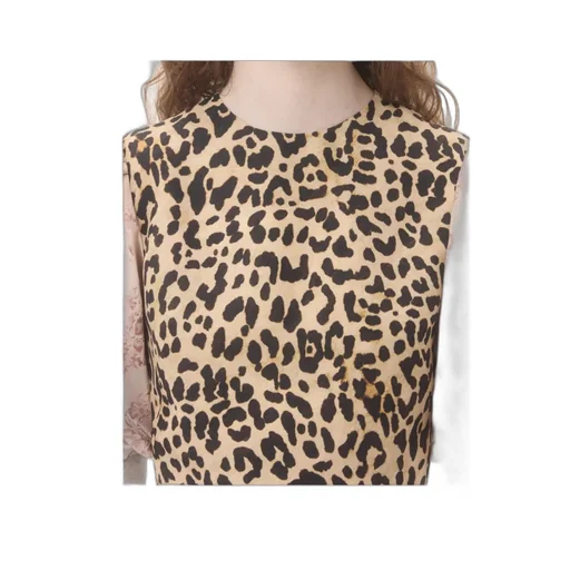 Leopard Printed Puff-Sleeved Mini Dress