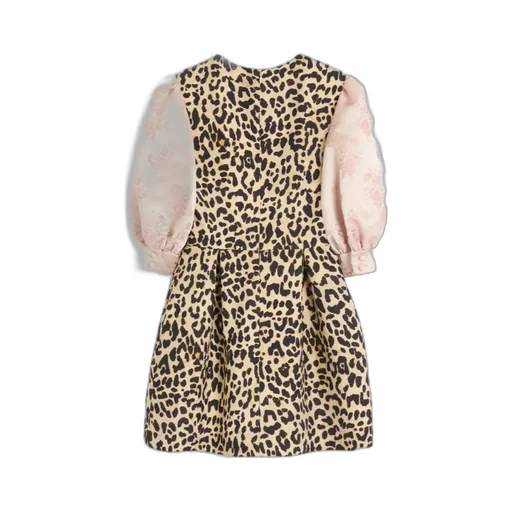 Leopard Printed Puff-Sleeved Mini Dress