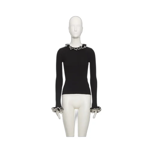 Ruffled Ribbed-Knit Top