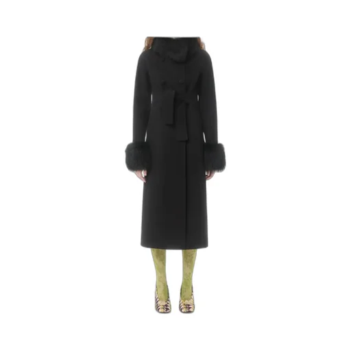 Faux Fur-Trimmed Double-Breasted Coat