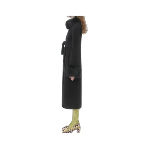 Faux Fur-Trimmed Double-Breasted Coat