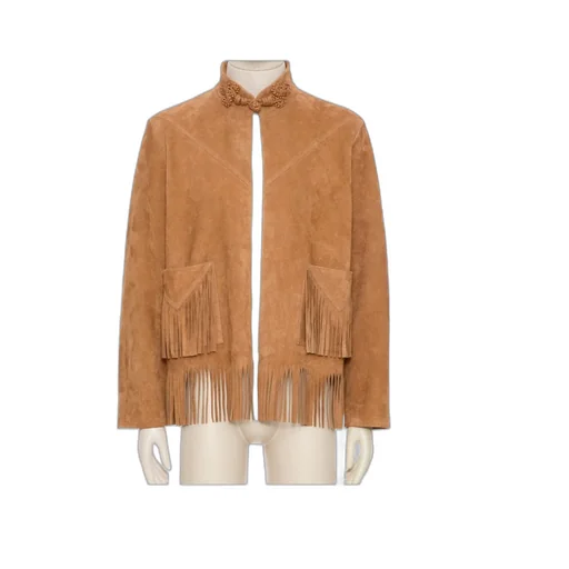 Leather Jacket With Tassel Details