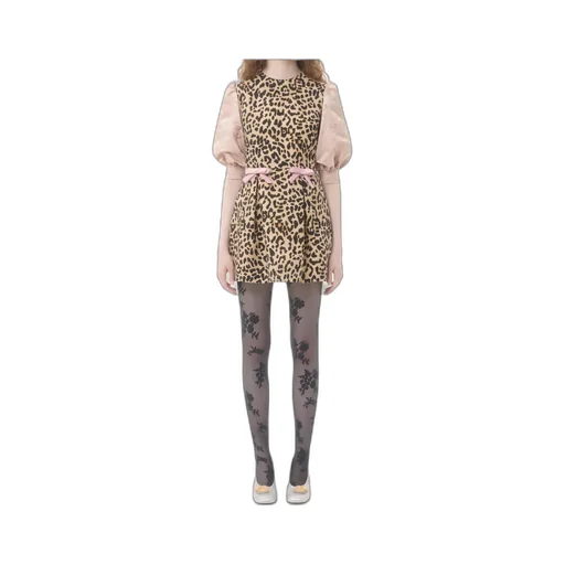 Leopard Printed Puff-Sleeved Mini Dress