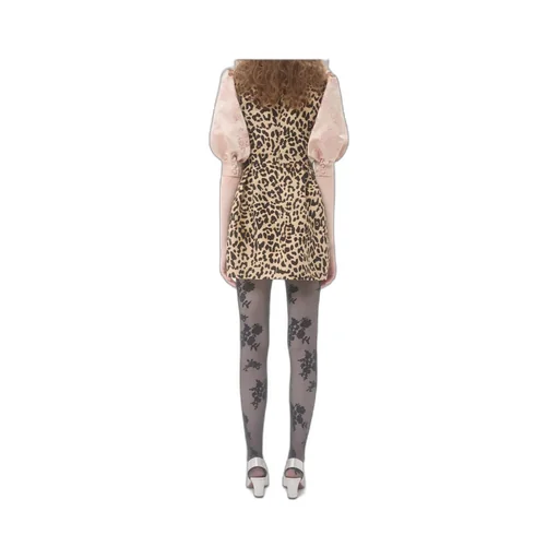 Leopard Printed Puff-Sleeved Mini Dress