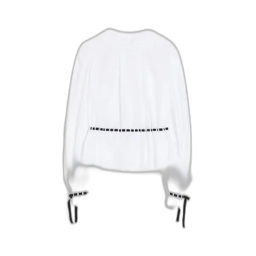 Embroidered Tie Detailed Long-Sleeve Shirt