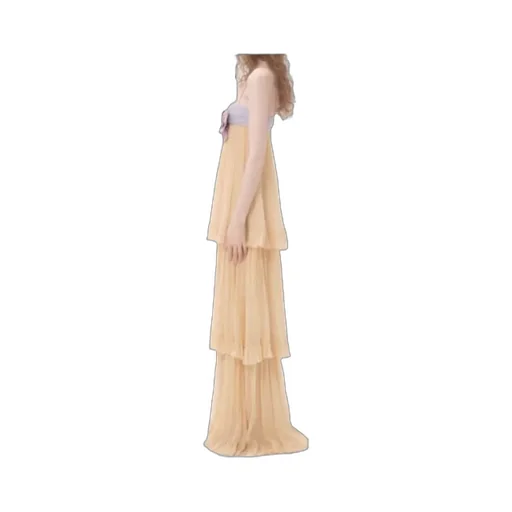 Embroidered Crepe Chiffon Maxi Dress