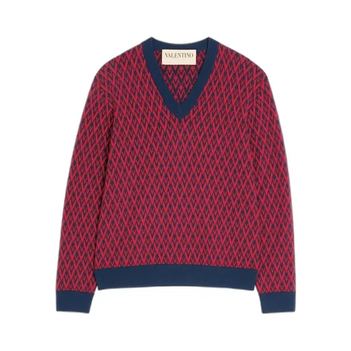 Wool Jumper With Toute La V Jacquard Pattern