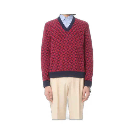 Wool Jumper With Toute La V Jacquard Pattern