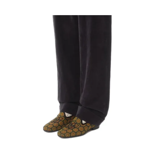 Logo Embroidered Floral Patterned Loafers