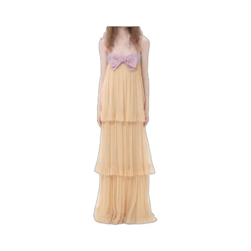 Embroidered Crepe Chiffon Maxi Dress
