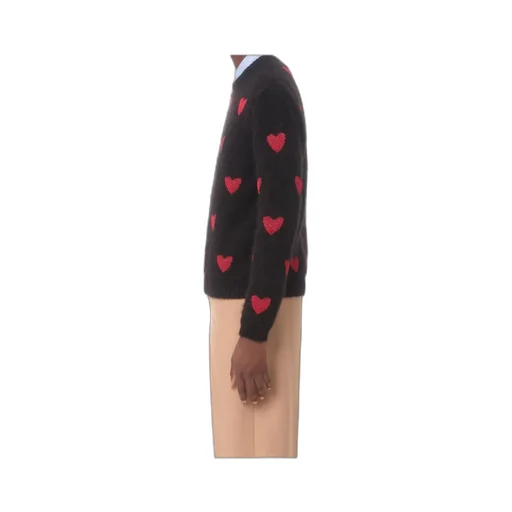 Mohair Wool And Lurex Jumper With Heart Jacquard Pattern