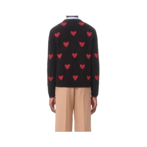 Mohair Wool And Lurex Jumper With Heart Jacquard Pattern