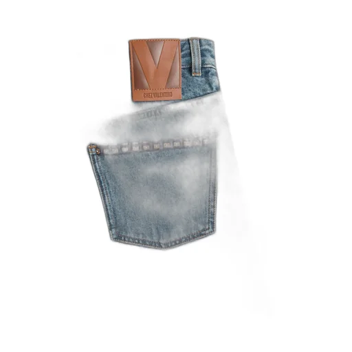 Denim Trousers With Printed Border