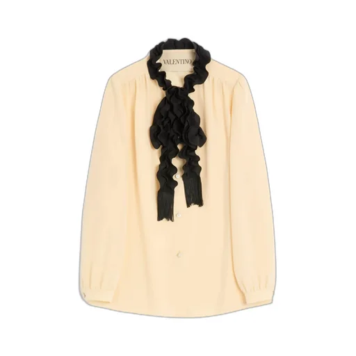 Ruffle Detailed Curved Hem Shirt