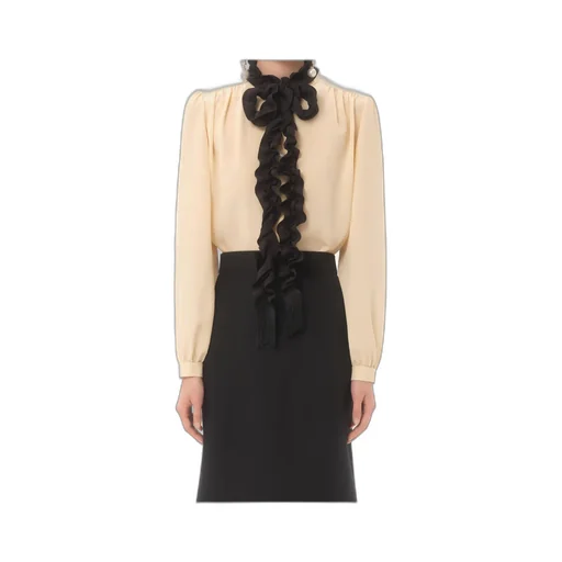 Ruffle Detailed Curved Hem Shirt