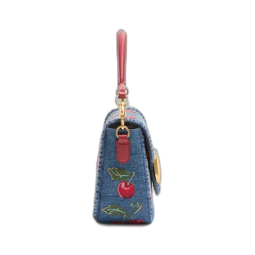 Alltime Denim Shoulder Bag With Cherryfic Embroidery