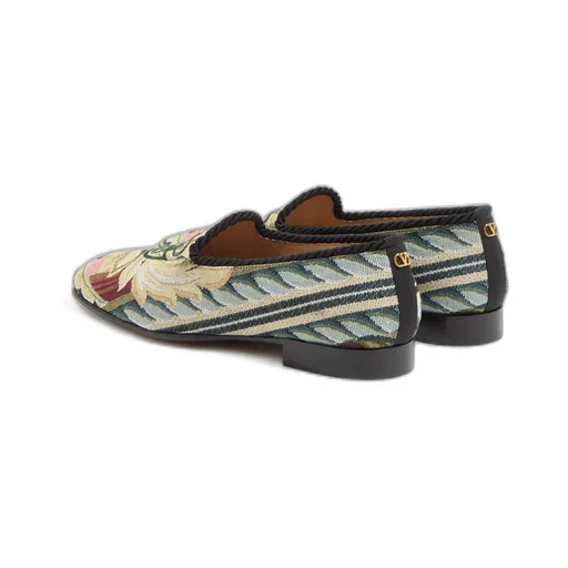 Logo Embroidered Slip-On Flat Shoes
