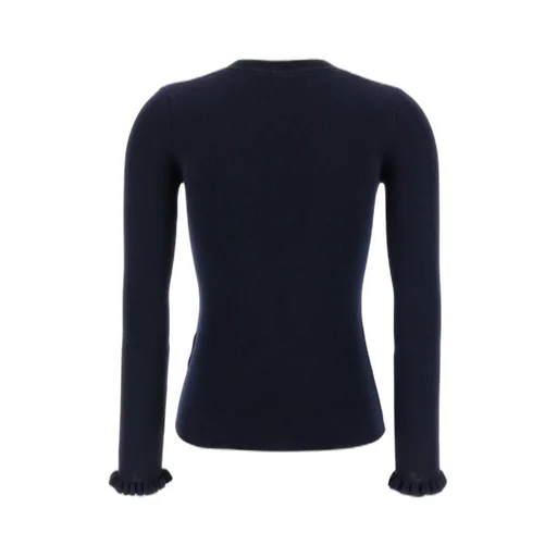 Ruffled V-Neck Wool Sweater