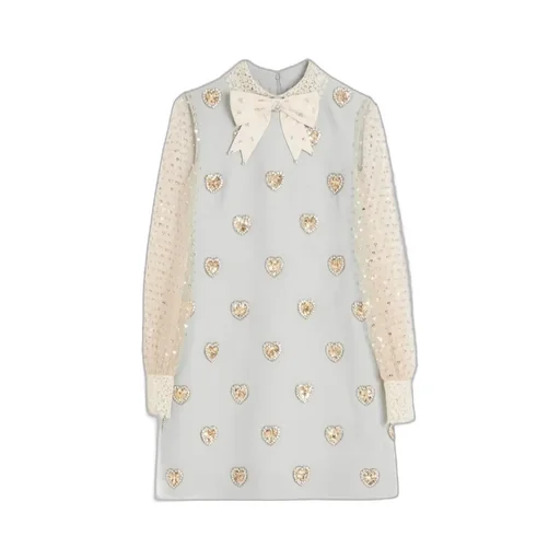 Embroidered Crepe Dress