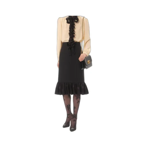 Ruffle Detailed Curved Hem Shirt