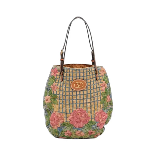 Flower Embroidered Bucket Bag