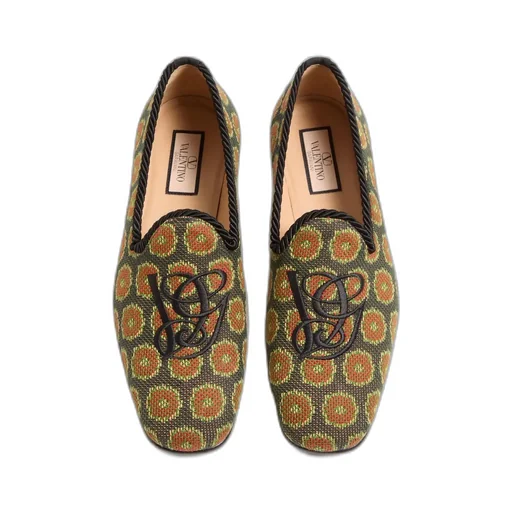 Logo Embroidered Floral Patterned Loafers