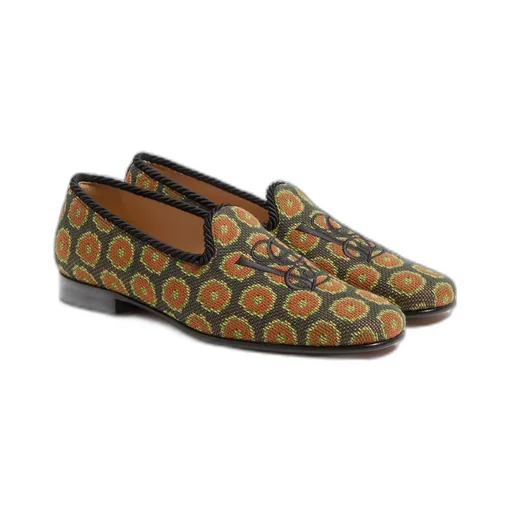 Logo Embroidered Floral Patterned Loafers