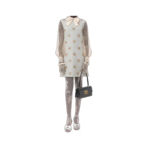 Embroidered Crepe Dress