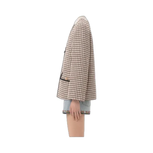 Tweed Houndstooth-Pattern Jacket