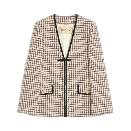 Tweed Houndstooth-Pattern Jacket