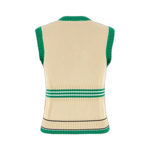 Chez Stripe Detailed V-Neck Vest