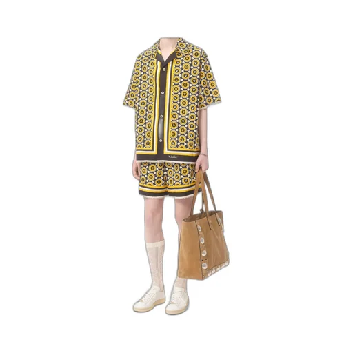 Cotton Poplin Bermuda Shorts With Bulles Royales Print