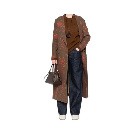 Floral Printed Double-Breasted Coat