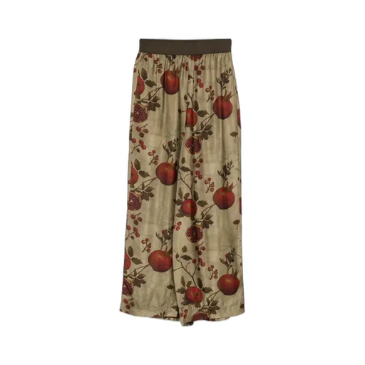 Pomegranate-Print Elastic-Waist Trousers
