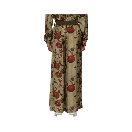 Pomegranate-Print Elastic-Waist Trousers