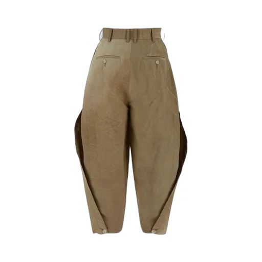 Wide-Leg Button Detailed Trousers