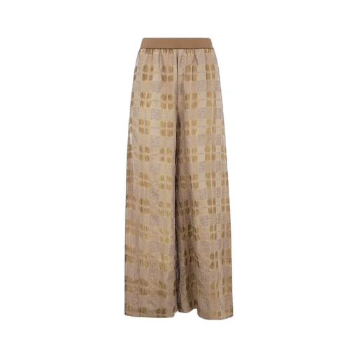 Elasticated Waistband Checked Trousers