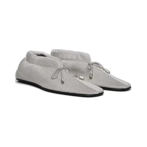 Bow-Detail Knitted Ballerina Shoes