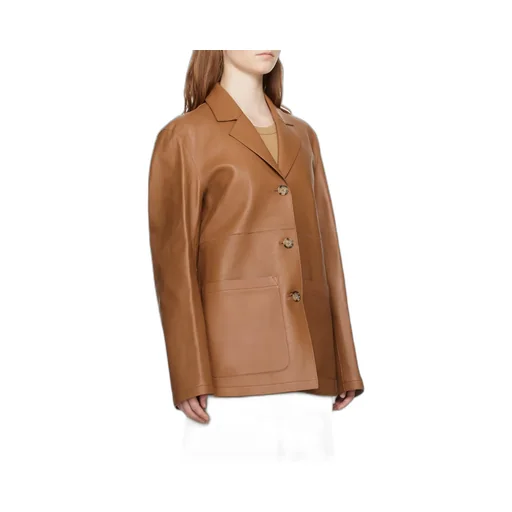 Notched-Lapels Leather Jacket