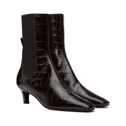 Embossed Pointed Toe Boots