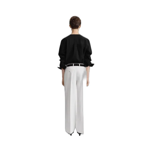 Wide-Leg Twill Trousers
