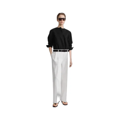 Wide-Leg Twill Trousers