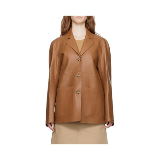 Notched-Lapels Leather Jacket