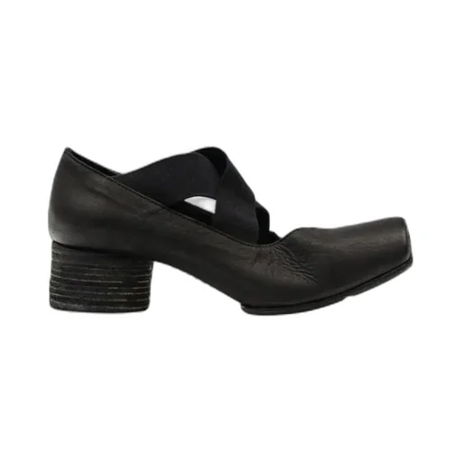 Square-Toe Leather Ballerina Shoes
