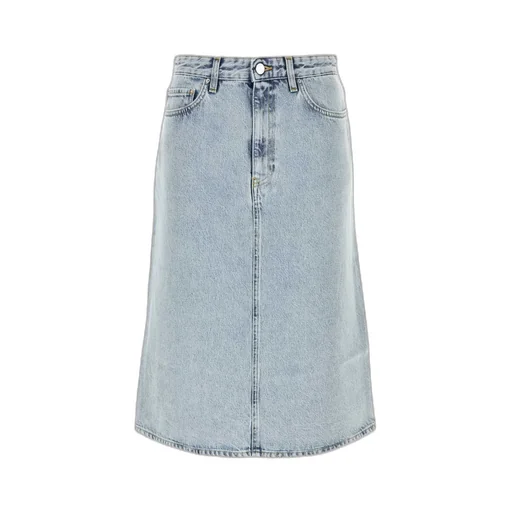 Mid-Rise Denim Midi Skirt